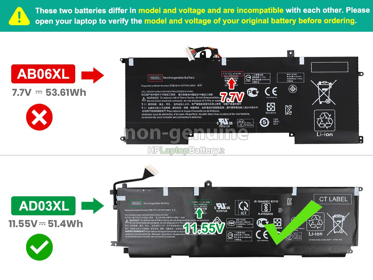Batteria sostitutiva per HP Envy 13-AD053TX
